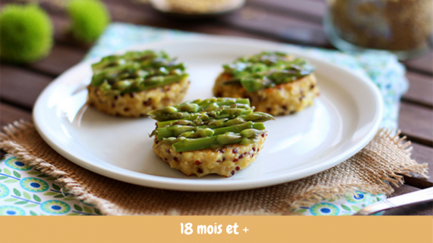 Galettes de quinoa et boulgour aux asperges Cuisine de bébé